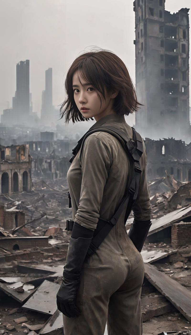 00056-3150302439-We saw a young woman standing among the ruins. Her posture appeared determined and alert,and the backpack she carried seemed rea.png